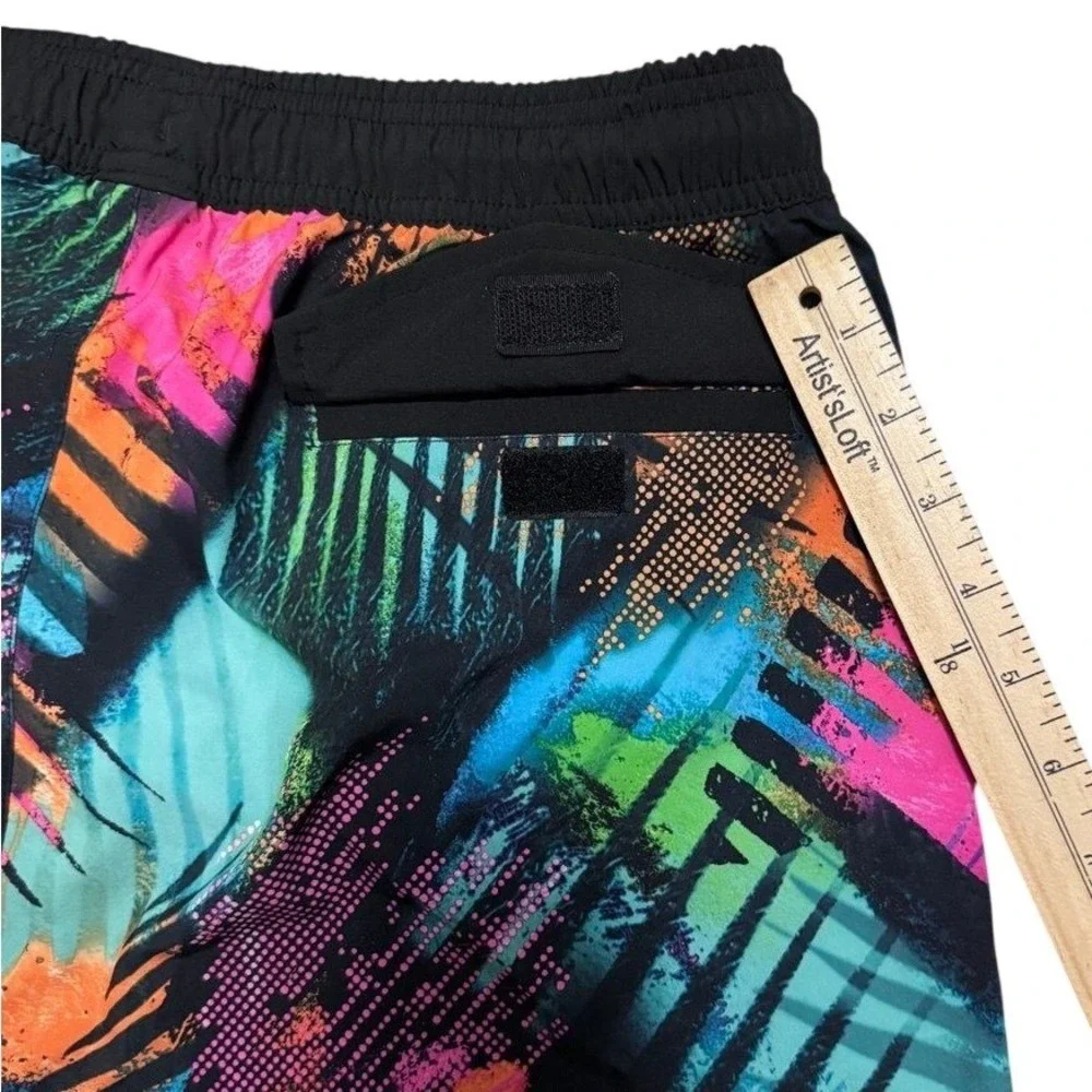 Hot Coals Swim Trunks Mens M Multi‎ Color Tropical Palm Abstract Board Shorts